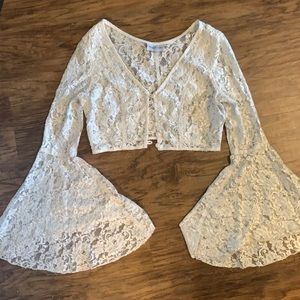 White bell sleeve top